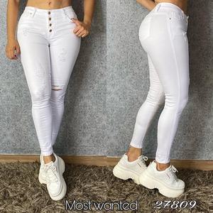 Jean en denim uni pour homme, taille mi-haute, coupe droite, déchiré, avec fermeture éclair aux chevilles, pantalon crayon tendance, décontracté, séchage rapide - Product Image 2