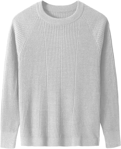 Dernier modèle de pull en tricot côtelé pour hommes Pull à col rond surdimensionné avec manches raglan Pull décontracté de style urbain pour hommes - Product Image 5