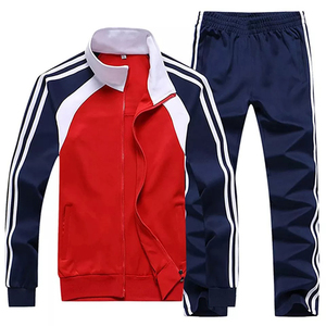 Sudadera con cremallera completa para hombre, traje de 2 piezas para trotar, chándal con cremallera, OEM, con bolsillos, informal, atlético, personalizado - Product Image 1