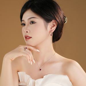 Обручальное кольцо 925 стерлингового серебра с цирконом, с красным сердцем, 1 кубик, обручальные кольца для женщин - Product Image 4