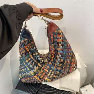 Nuevo Bolso Bandolera de PU Tejido a Color, Estilo Vintage para Mujer, con Correa Única y Cierre de Cremallera, para Verano/Invierno/Otoño - Product Image 1