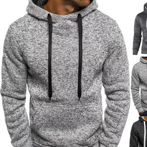 Sudadera informal de invierno para hombre, mezcla de poliéster suave/forro polar de algodón, sudaderas bordadas y teñidas lisas, MOQ 2 uds. - Product Image 1