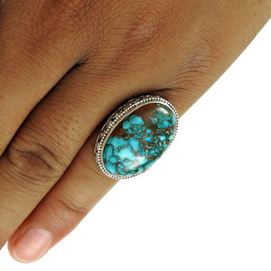 Anillo ovalado azul cielo turquesa, joyería de plata de ley 925, venta al por mayor, anillo de compromiso para fiesta, fabricante de joyería fina hecha a mano - Product Image 4