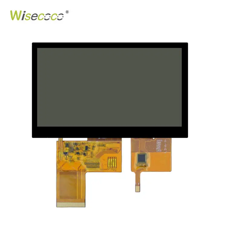 شاشة LCD صناعية من Wisecoco بدرجة Tft 5 بوصة شاشة عرض LCD عالية الإضاءة I2c تعمل باللمس ذات واجهة LVDS مقاس 800*400