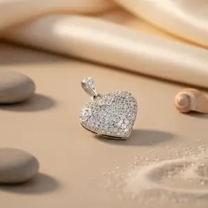 Colgante de Corazón de Plata 925 con Circonita Cúbica, Baño de Rodio, Cadenas de Oro Rosa y Platino, Joyería de Moda para Mujer - Product Image 1