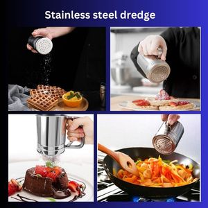 Salero y pimentero de acero inoxidable de calidad superior con mango ergonómico Dragado versátil para especias Azúcar en polvo - Product Image 4