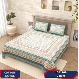 Draps de lit en coton 100% pour lit double King Size avec taies d'oreiller, design brise parfumée française, coton à fibres longues, taille King Queen - Product Image 2