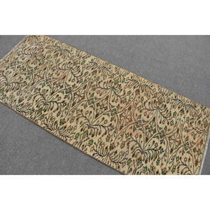 Clásico Beige verde 2,8 X 6,6ft Alfombra de lana hecha a mano Vintage turco área grande rectángulo pasillo Patchwork patrón látex habitación alfombra - Product Image 4