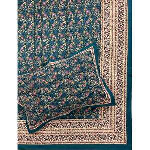 Hand Block Printed <b>King</b>-<b>Size</b> Cotton Double Bedsheet with Pillow Cover Quality Plain Flat Fitted <b>Sheet</b> for Bedroom Use for Hotels - Product Image 1