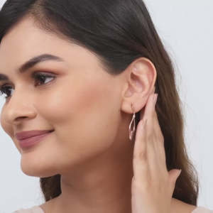 Ensemble de mode princesse en argent 925 or rose et boucles d'oreilles pendantes élégantes - Product Image 1