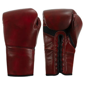 Gants de boxe d'entraînement en cuir véritable de qualité supérieure pour adultes, couleur marron, légers, à lacets, pour le kick-boxing et la boxe - Product Image 1