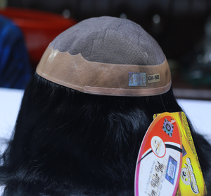 Perruques en cheveux indiens vierges à 100% pour hommes BM Hair, cheveux raides, bordure en monofilament, technique PU, densité moyenne légère, toupet invisible - Product Image 3