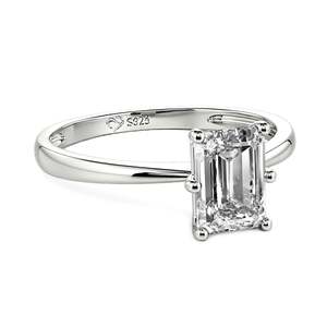 Jeulia Lab Grown Diamond <b>Emerald</b> Cut Solitaire Engagement <b>Ring</b> Rose Gold Plated Sterling <b>Silver</b> - Product Image 2