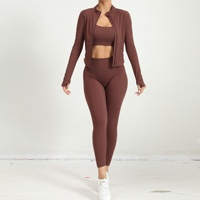 Conjuntos de Yoga para Mujer, Sólidos, Transpirables, Ligeros, de 3 Piezas, Ropa Deportiva Cómoda para Gimnasio