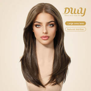Willa DWY Pre-cut U Part Diamond Lace Long-Length <b>Wig</b> Icy Bronde Highlighted Layer-Cut Curly Hair Glueless Synthetic New Arrival - Product Image 1