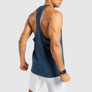 รับผลิตเสื้อกล้ามออกกำลังกายผู้ชายแบบขายส่ง OEM ผ้าโพลีเอสเตอร์ผสม ผลิตเสื้อผ้าตามสั่ง - Product Image 2