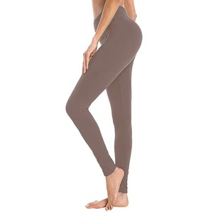 Yoga Leggings serrés pour femmes personnalisé solide plaine haute qualité vêtements de sport entraînement élastique taille haute extensible femmes Leggings - Product Image 4
