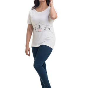 Women's Breathable Cotton T-<b>Shirt</b> Short-Sleeved Summer Tie-Dye with Embroidered Print Canvas Fabric Clothing - Product Image 4