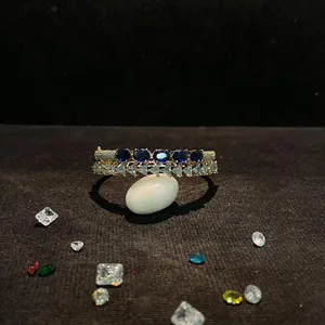 Modis sederhana berbentuk ganda batu pemotong trendi kunci tembaga selesai desainer perhiasan untuk wanita dan gadis