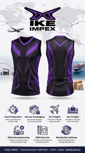 เสื้อกล้าม HIKE IMPEX สีดำ สำหรับผู้ชาย ผ้าถักสแปนเด็กซ์ ป้องกันแบคทีเรีย สปอร์ต ทรงวีเนค เหมาะสำหรับปั่นจักรยาน แข่งรถ  รับผลิตเสื้อทีมตามสั่ง - Product Image 3