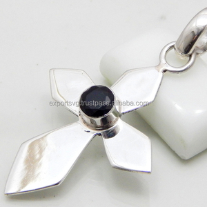 Natural Garnet Quartz 925 Sterling Silver Jewelry Religious Christian Cross <b>Pendant</b> Necklace for Womens - Product Image 3