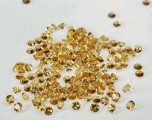 พลอยซิทรีนเจียระไนทรงกลมแบบเหลี่ยมเพชรพลอยสีเหลืองมะนาวหลวม1.5มม. ธรรมชาติคุณภาพสูง - Product Image 4