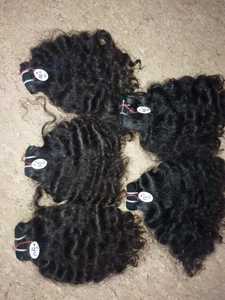 Paquet brésilien élégant non traité brut d'extensions de cheveux humains vierges indiens Remy bouclés grossiers - Product Image 6