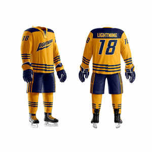 Maillots de hockey sur glace personnalisés de haute qualité 2024, nouveaux ensembles d'uniformes d'équipe cousus OEM à prix abordable, couleur personnalisée, 100 % polyester - Product Image 4