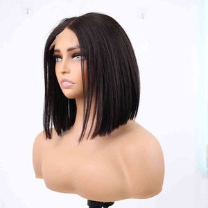 Vente en gros 150-180 Densité Full Lace Frontal Bob Perruque avec Donneur de Cheveux Os Style Droit Vierge de Cheveux Humains pour les Femmes Noires - Product Image 2