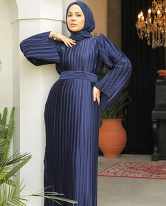 Élégantes abayas caftan turques fabriquées en usine pour femmes, designs élégants à col haut de Dubaï en tissu de mousseline modeste - Product Image 3