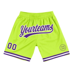 Industrie Direct Engro Sportswear Short de basket-ball personnalisé vert néon violet-blanc authentique Short de basket-ball rétro - Product Image 1