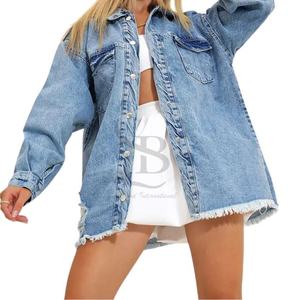 Chaqueta vaquera personalizada para mujer con manga larga y bolsillo largo para mujer, chaqueta vaquera lavable y acolchada para mujer, chaqueta vaquera de invierno para mujer - Product Image 4