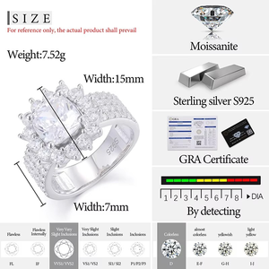 Bague Baguette Coupe Moissanite Diamant 925 Sterling Silver Flower Ring Shiny Iced Out Hip Hop Couple Bijoux Cadeau - Product Image 5