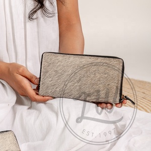 LW Western Style Hair On Hide Colour Tooled Fur Leather Clutch Women Designed Purse Hot Selling Tooled Leather Unique Wallet - Product Image 3