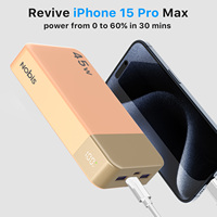 NOBIS 45W Quick Charge Li-Polymer 20000mAh Powerbank mit LED-Anzeige, Dual-USB + 2 Type-C Anschlüsse für den Außeneinsatz