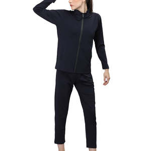Ensemble de survêtement 2 pièces pour femme, de bonne qualité, à capuche, décontracté, uni, respirant, grande taille, personnalisé, en molleton 100% coton - Product Image 4