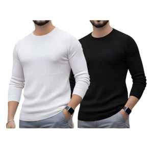 Nouveau pull en laine fine durable pour homme, écologique, polyvalent, pour l'hiver, activités de plein air, motif uni - Product Image 6