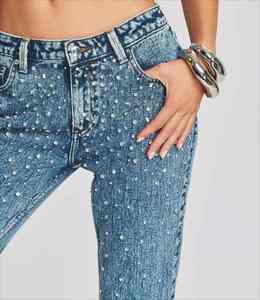 Pantalon en jean noir à strass, streetwear, coupe ample, jeans scintillants, mode homme, décontracté, jambe large, vente en gros personnalisée, pantalon à pierres - Product Image 5