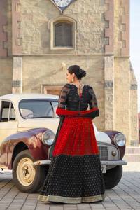 ÚLTIMO COLOR ROJO SUAVE GEORGETTE RICA FOIL TRABAJO LEHENGA CHOLI CON DUPATTA - Product Image 3