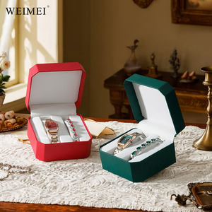 WEIMEI Pu <b>Leather</b> Octagonal Watch Storage <b>Box</b> Water Resistant Mechanical Watch Bracelet Bangle Packaging <b>Box</b> Wholesale - Product Image 3