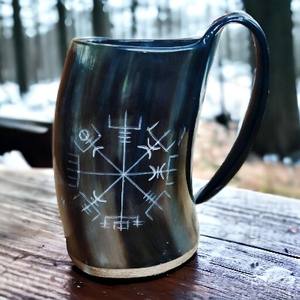 Gobelet Viking conçu sur mesure meilleur fini corne naturelle tasse à boire capacité de 500ml poignée de main décor à la maison - Product Image 3