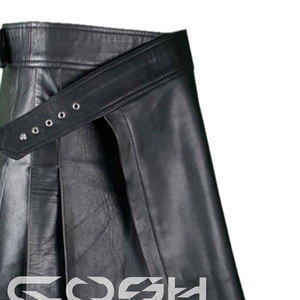 Kilt híbrido de moda gótica para hombre superventas Kilt de cuero negro de alta calidad, vendedores de Kilts plisados personalizados - Product Image 3