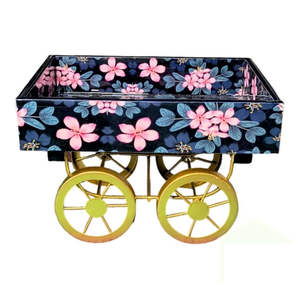 Bandeja de carro de servicio de madera hecha a mano Impresión digital con acabado brillante Revestimiento de esmalte Bandeja decorativa de MDF - Product Image 1