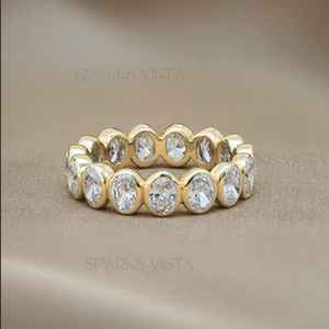 Anillo de Bodas de Oro Sólido de 14K con Diseño Personalizado, Anillos de Alta Calidad con Corte Ovalado, Engaste de Moissanita Eternity, Certificado GIA de Laboratorio - Product Image 6