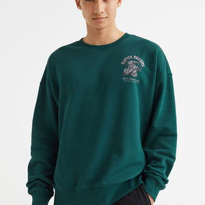 เสื้อสเวตเชิ้ตคอกลมผ้าฝ้ายแท้ 100% สไตล์วินเทจสำหรับผู้ชาย พิมพ์ลายโลโก้ ดีไซน์เรียบง่าย เหมาะสำหรับเสื้อผ้าฤดูหนาว ขายส่งแบบ ODM - Product Image 1