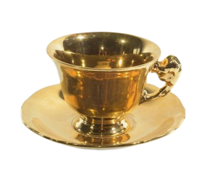 Juego de taza de té y platillo de acero inoxidable pulido dorado de alta venta para servicio de té y café en restaurante de Hotel en casa - Product Image 1