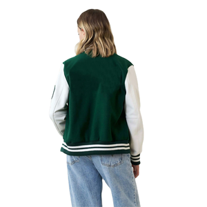 Chaqueta universitaria de manga larga con letras de lana para mujer, chaqueta con etiquetas y parches de logotipos bordados - Product Image 2