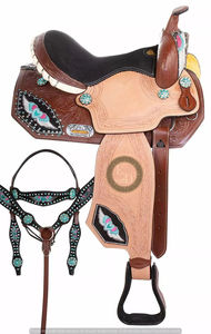 อานม้าหนังแท้คุณภาพพรีเมียม น้ำหนักเบา ผลิตด้วยมือ สำหรับการแข่งขันแบบเวสเทิร์น บาร์เรลเรซซิ่ง โรดีโอ ให้ความสบายในการขี่ม้าโชว์ - Product Image 3