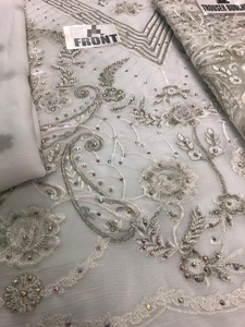 COLLECTION de luxe disponible, robe malaisienne par WS INTERNATIONAL, costume complet sur le devant en mousseline, entièrement brodé à la main - Product Image 2