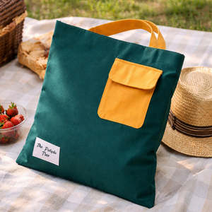 Green Pocket Cotton Canvas Tote <b>Bag</b> Eco-Friendly Recyclable Beach <b>Bag</b> <b>Long</b> Usable Elegant Tote <b>Bag</b> For Shopping Market Carry <b>Bag</b> - Product Image 2